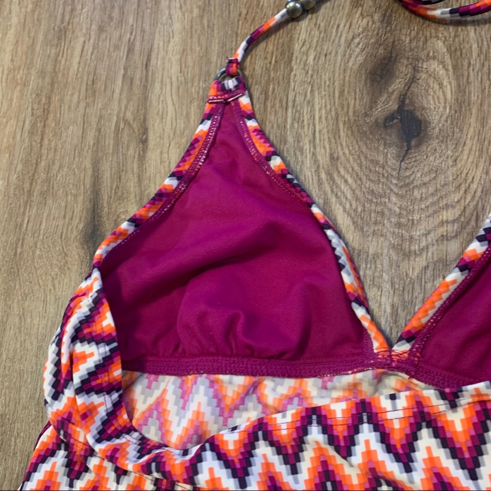 Converse Coral & Purple Chevron Print Swim Top | M - Picture 5 of 7